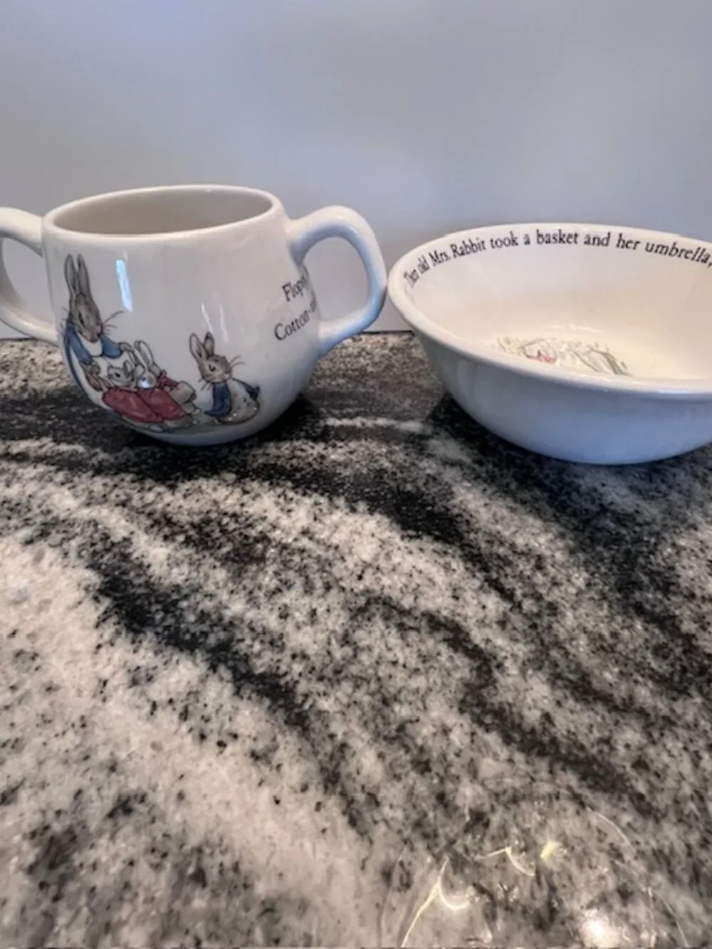 Wedgwood nursery set mug and bowl Beatrix Potter's Peter Rabbit‎